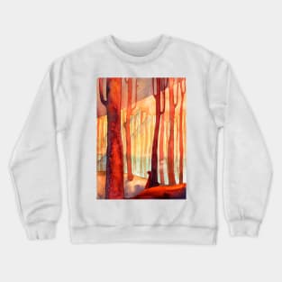 Red forest, sunset Crewneck Sweatshirt